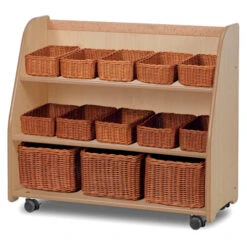 Chariot 13 Bacs Jouets En Rotin