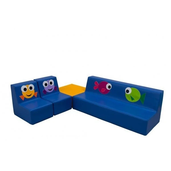 Ensemble canapé, fauteuils et table en mousse - Motifs poissons Ensemble Canapé, Fauteuils Et Table En Mousse - Motifs Poissons -KIDEA BOUTIQUE ensemble canape fauteuils et table en mousse motifs poissons 1