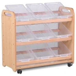 Etagère Mobile Avec 9 Bacs Inclinés