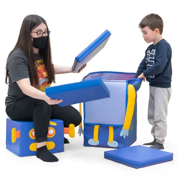 Pack Robot : 12 galettes et 1 pouf Pack Robot : 12 Galettes Et 1 Pouf -KIDEA BOUTIQUE pack 12 galettes carrees et 1 pouf 1