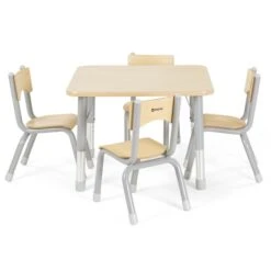 Pack Table Carrée Enfant Réglable Et 4 Chaises