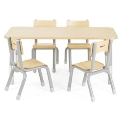 Pack Table Rectangulaire Enfant Réglable Et 4 Chaises