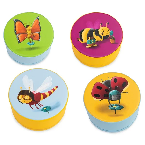4 poufs en mousse - Motifs insectes 4 Poufs En Mousse - Motifs Insectes -KIDEA BOUTIQUE poufs en mousse motifs insectes
