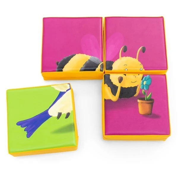 Puzzle double face en mousse (4 pièces) - Colibri et Abeille Puzzle Double Face En Mousse (4 Pièces) - Colibri Et Abeille -KIDEA BOUTIQUE puzzle creche mousse 4 pieces 1