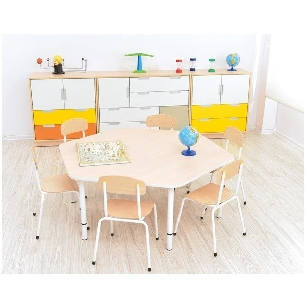 Table enfant hexagonale réglable - de 40 à 58 cm Table Enfant Hexagonale Réglable - De 40 à 58 Cm -KIDEA BOUTIQUE table enfant hexagonale reglable de 40 a 58 cm 1