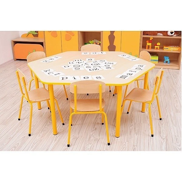 Table hexagonale maternelle fixe - T1 à T3 Table Hexagonale Maternelle Fixe - T1 à T3 -KIDEA BOUTIQUE table hexagonale maternelle fixe t1 a t3 1