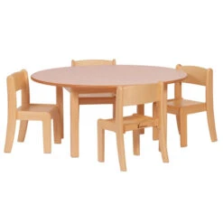Table Ronde Et Chaises Bois Pour Enfants